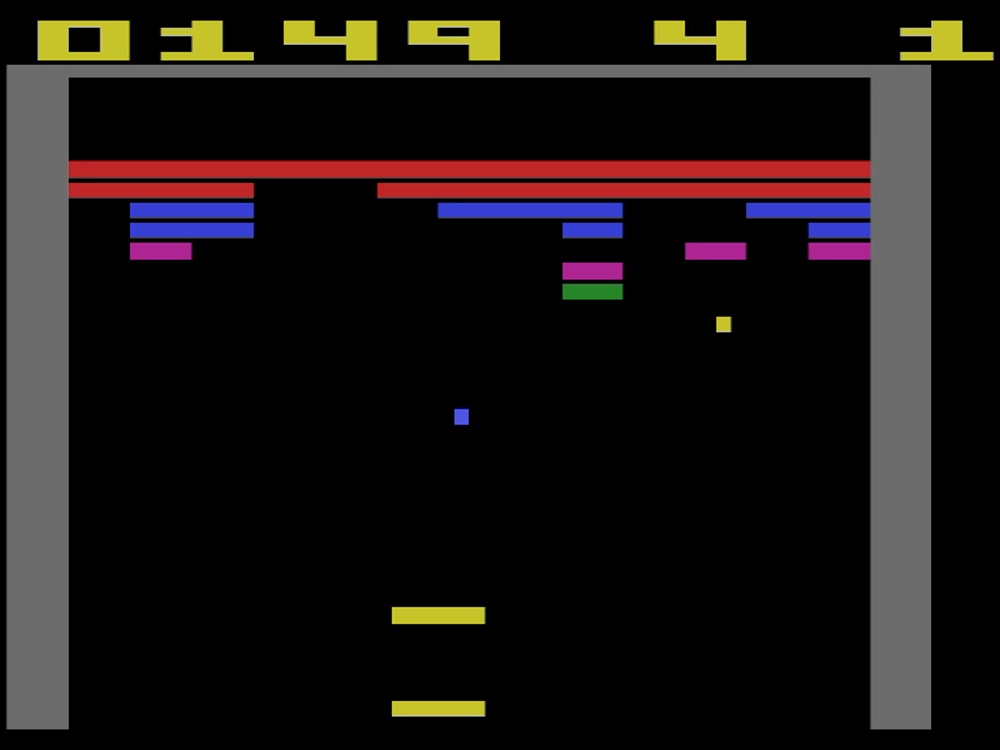 Gameplay of Super Breakout for Atari 2600